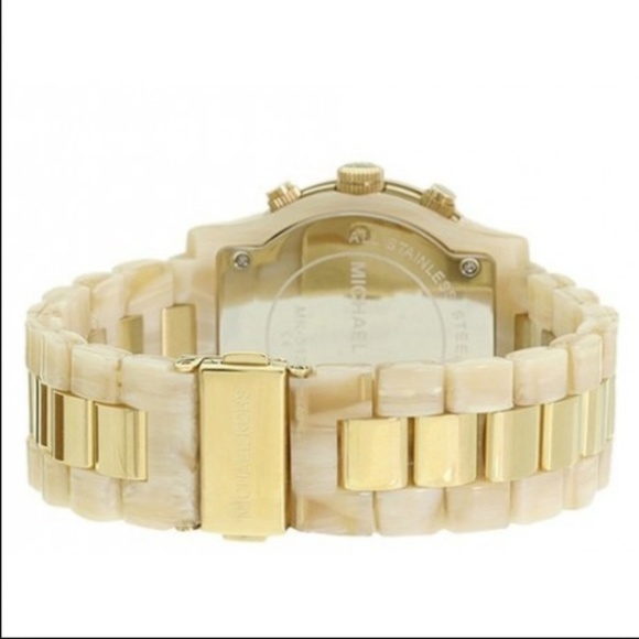 Michael Kors | 5139 Gold Tone and Bone Watch - Picture 2 of 8